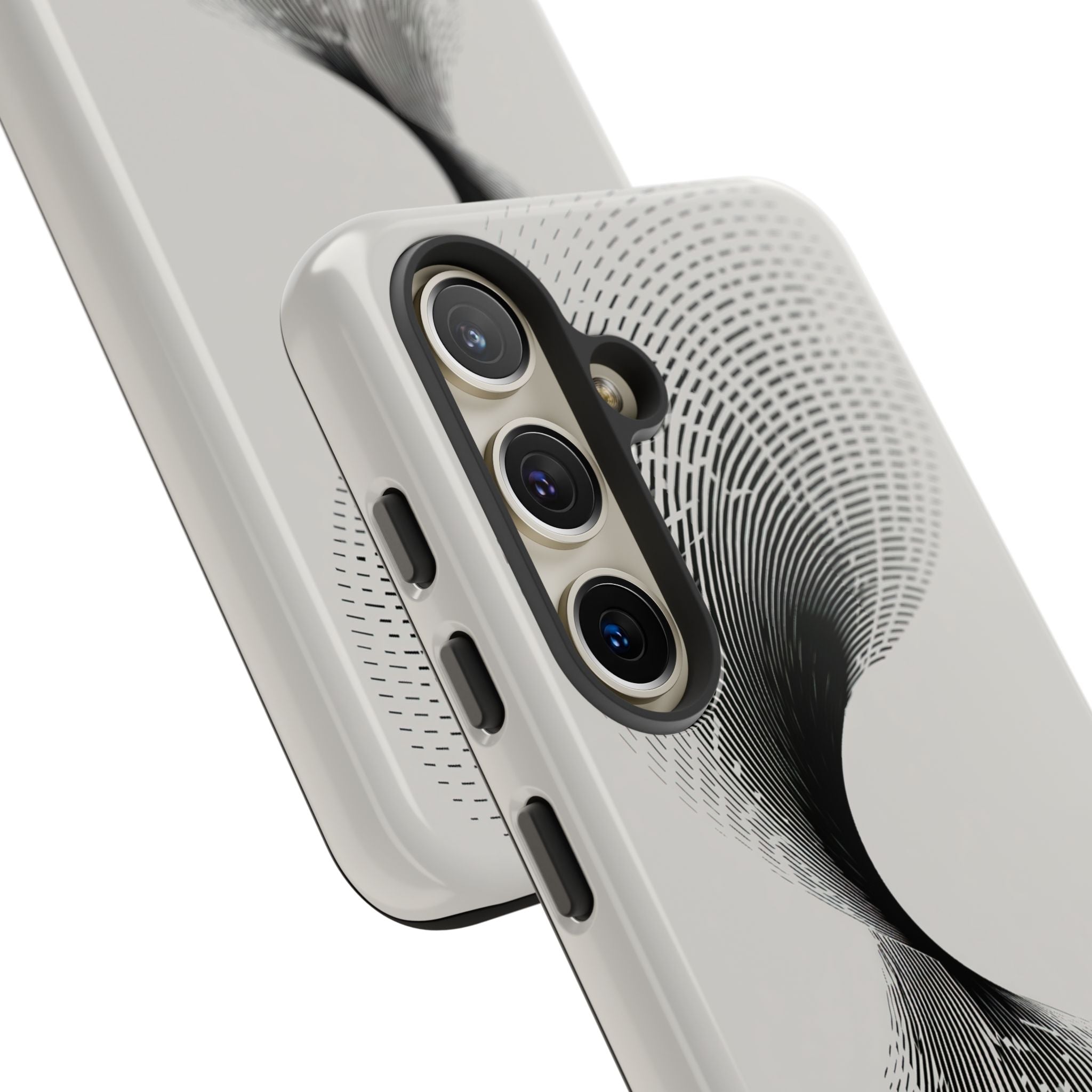 White Tough Phone Case for Samsung - Linear Torsion Grid