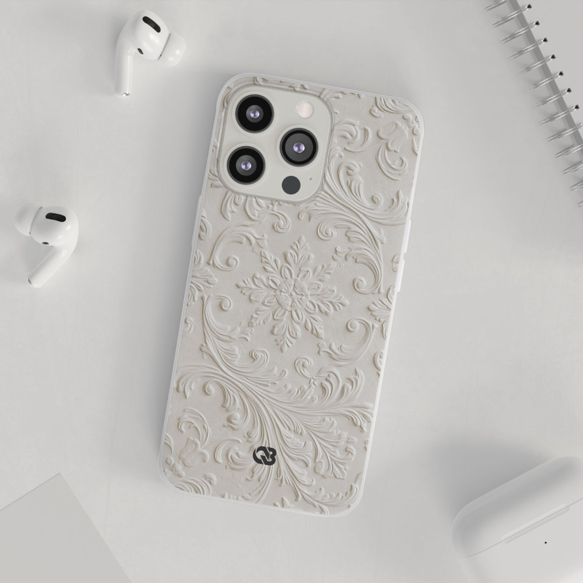 Ivory Baroque Relief · Lite Phone Case for iPhone ·  White