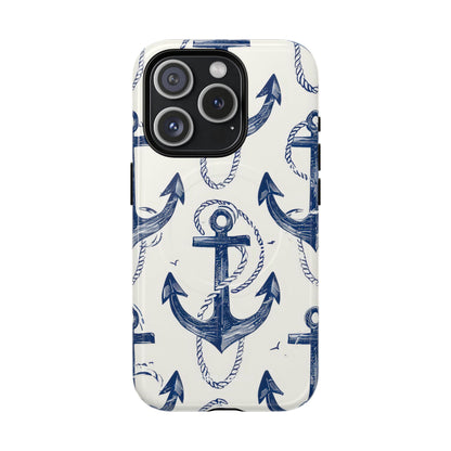 Navy Anchor Loop iPhone 15 Pro Case - Tough+