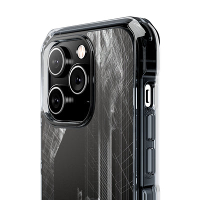 Black Impact MagSafe Phone Case for iPhone - Ghost Urban Wireframe