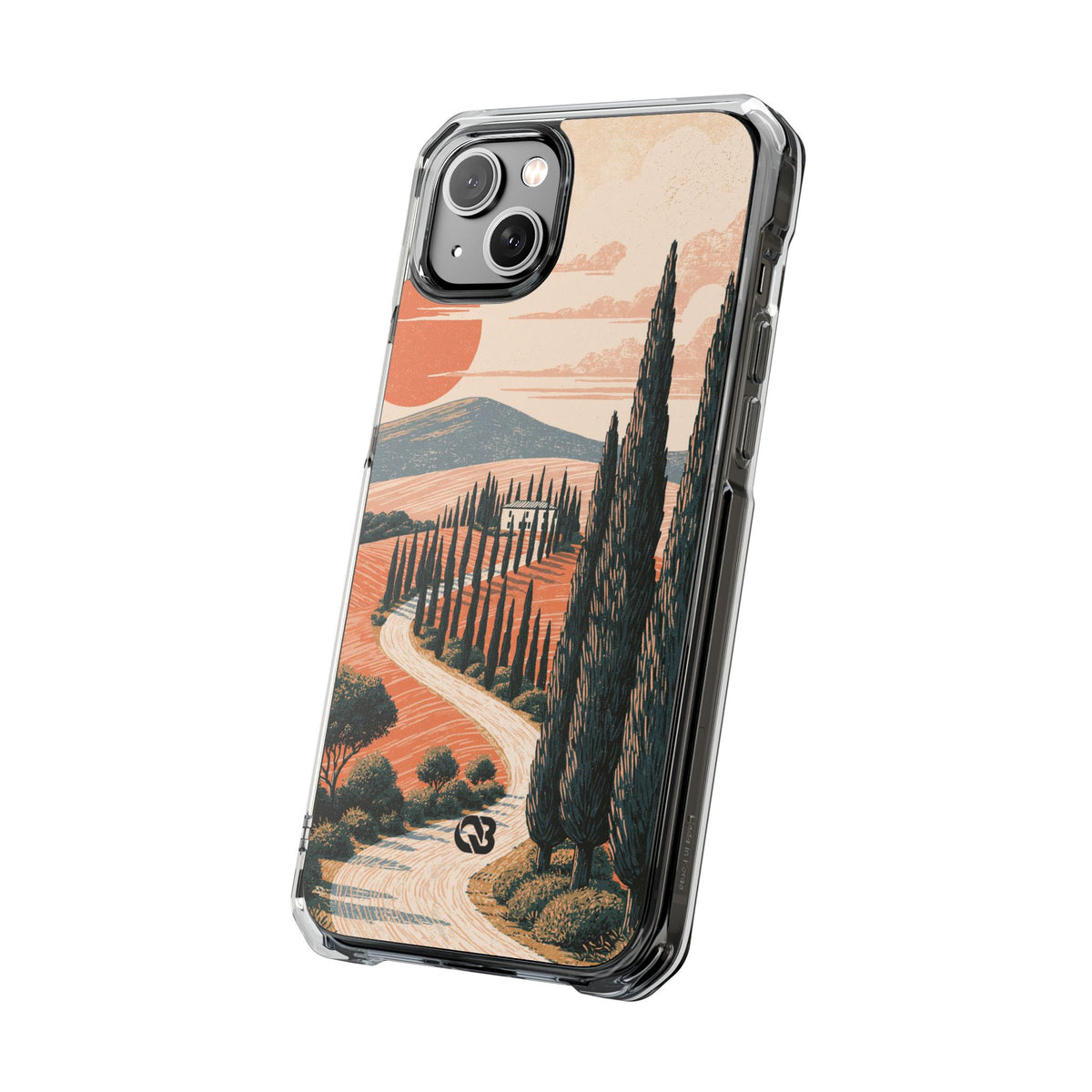 Tuscan Cypress Horizon · Clear Impact Magnetic Phone Case for iPhone ·  Orange