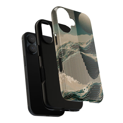 Green Tough Phone Case for iPhone - Lunar Moss Topography