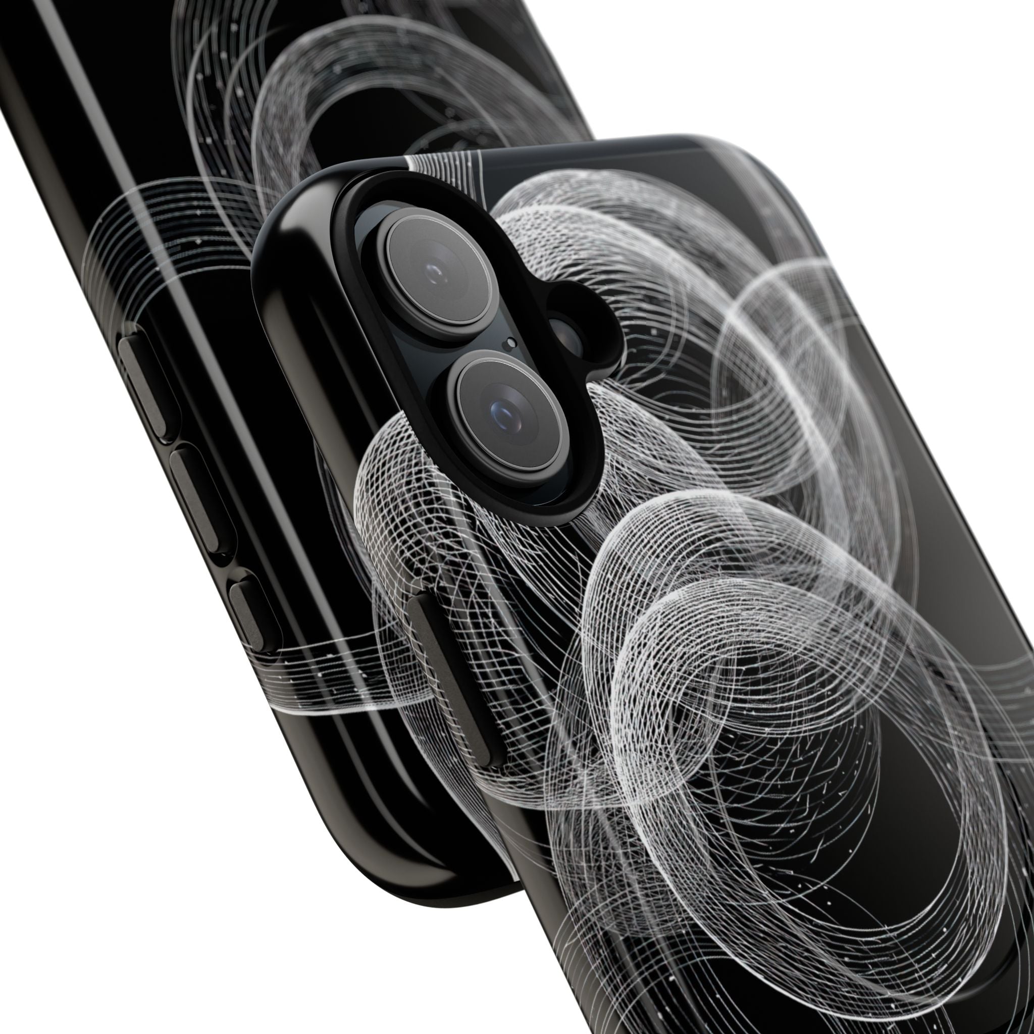 Black Tough 2.0 Magsafe Phone Case for iPhone - Kinetic Wireframe Orbit