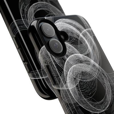 Black Tough 2.0 Magsafe Phone Case for iPhone - Kinetic Wireframe Orbit