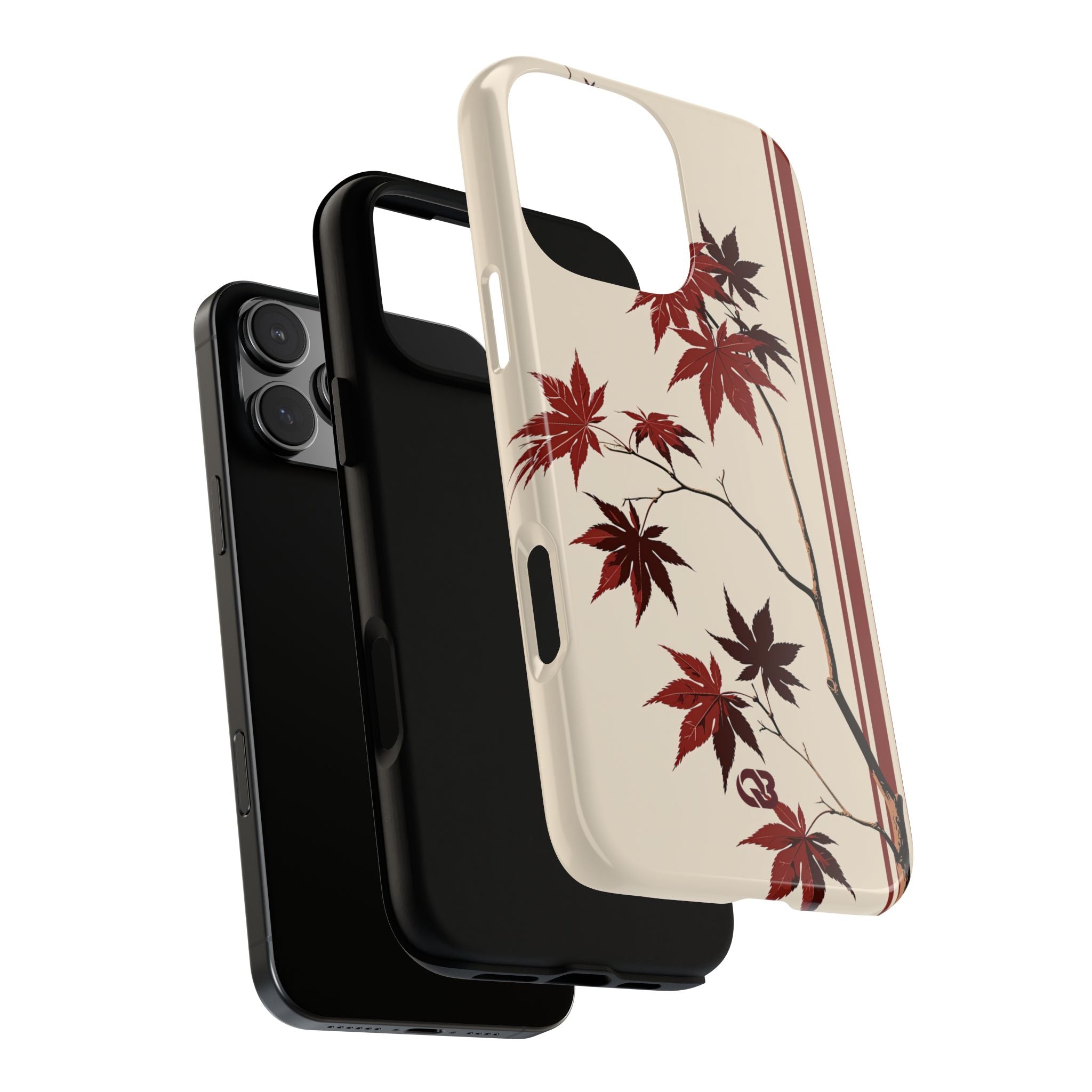 Red Tough Phone Case for iPhone - Crimson Momiji Stripe