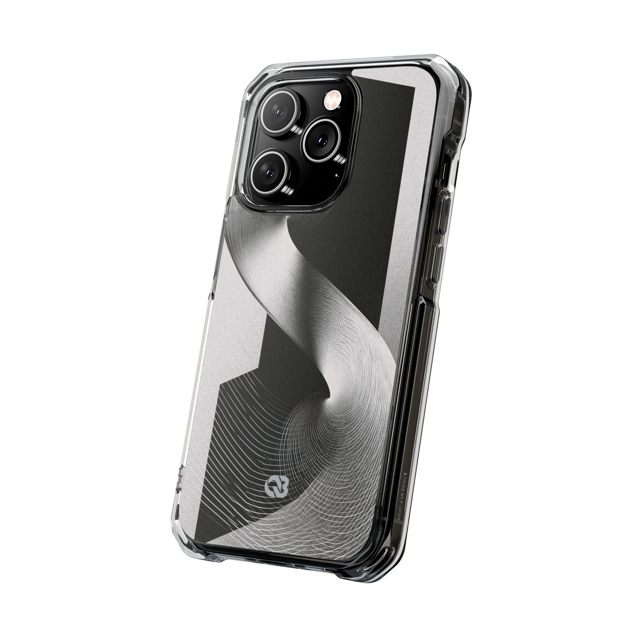 Grey Impact MagSafe Phone Case for iPhone - Obsidian Moiré Wave