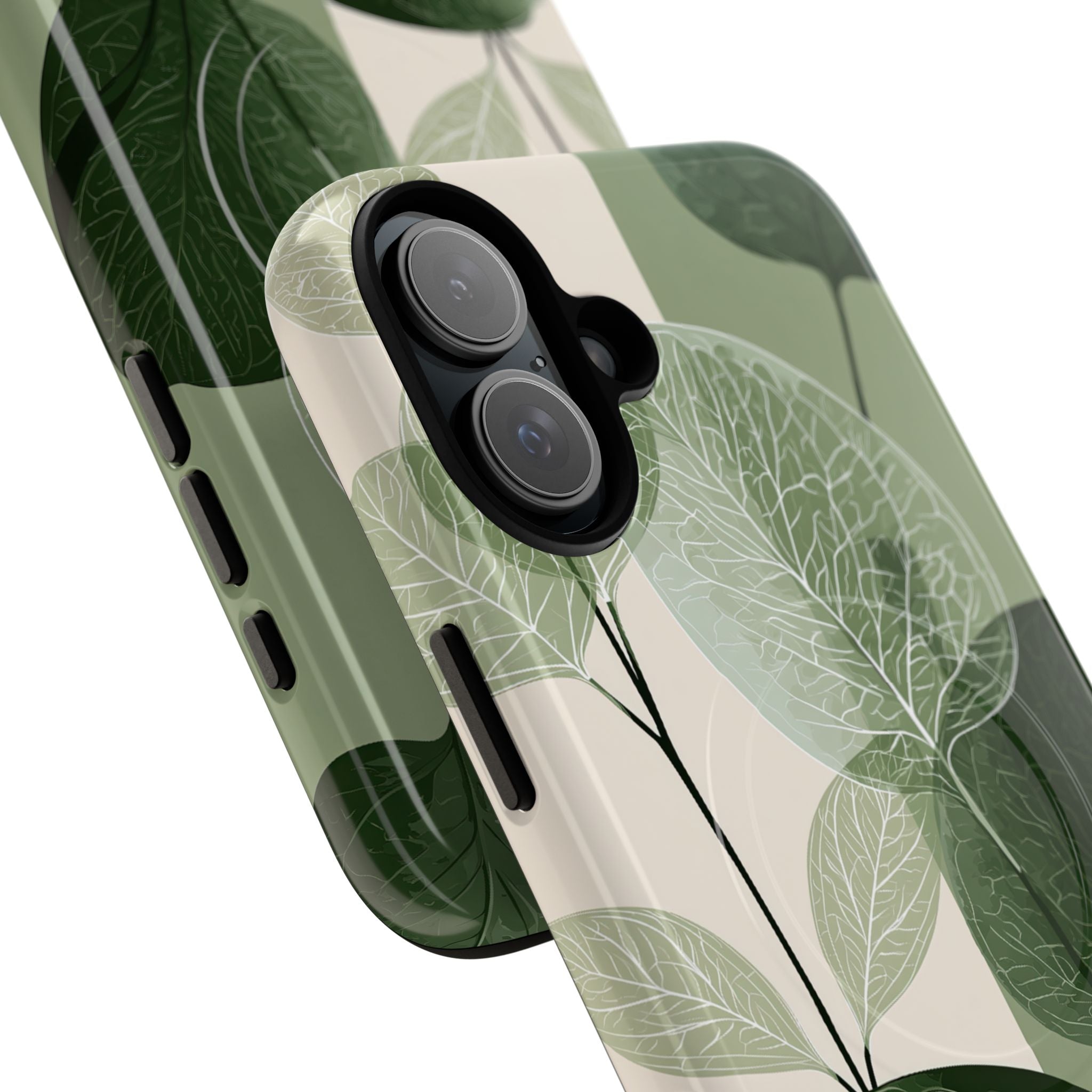 Green Tough 2.0 Magsafe Phone Case for iPhone - Sage Leaf Skeletals