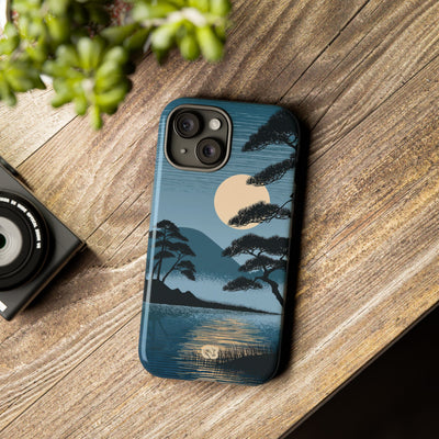 Blue Tough Phone Case for iPhone - Midnight Kyoto Pine