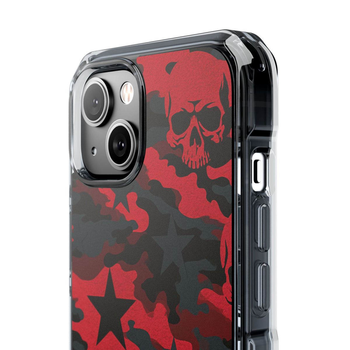 Crimson Skull Camo · Clear Impact Magnetic Phone Case for iPhone · Red