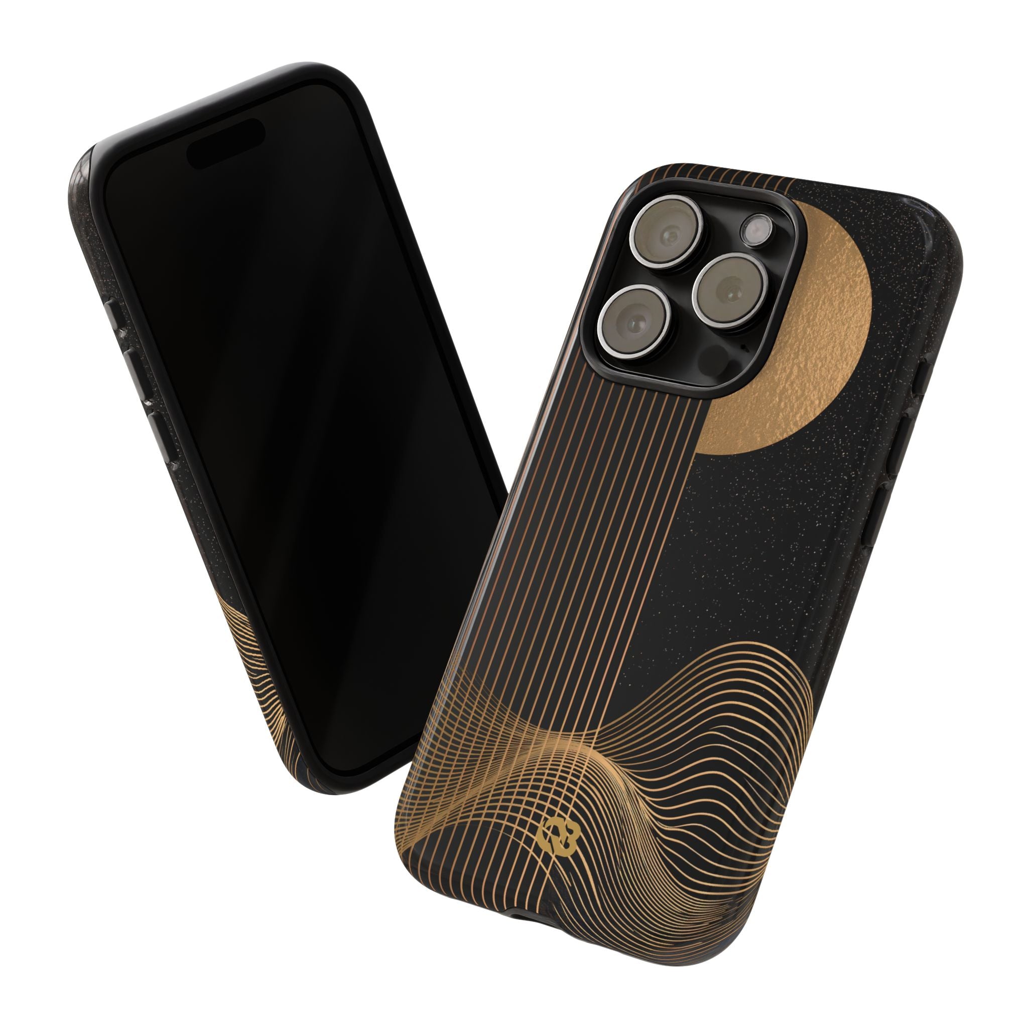 Gold Tough Phone Case for iPhone - Gilded Obsidian Dunes