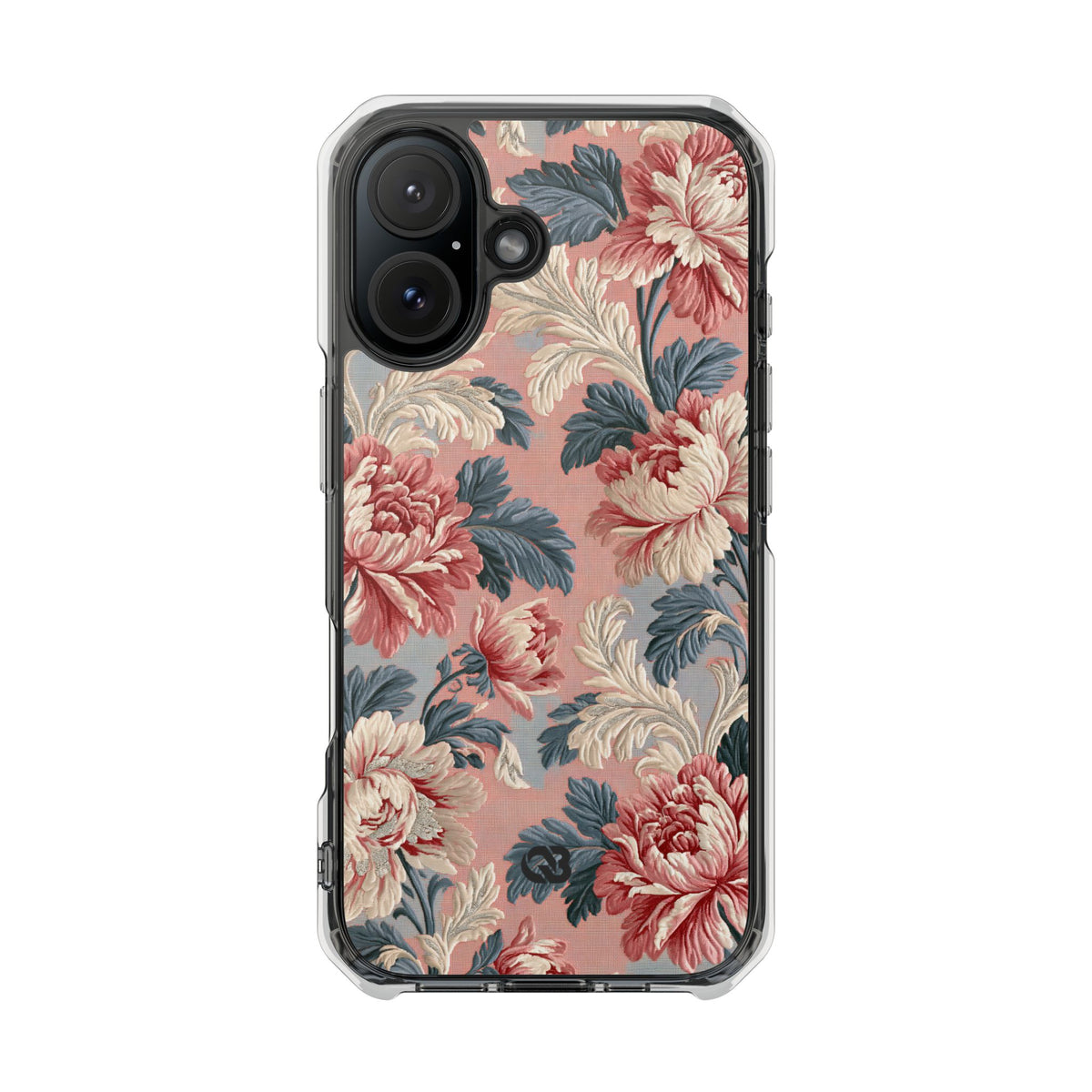 Blush Peony Jacquard · Clear Impact Magnetic Phone Case for iPhone ·  Pink