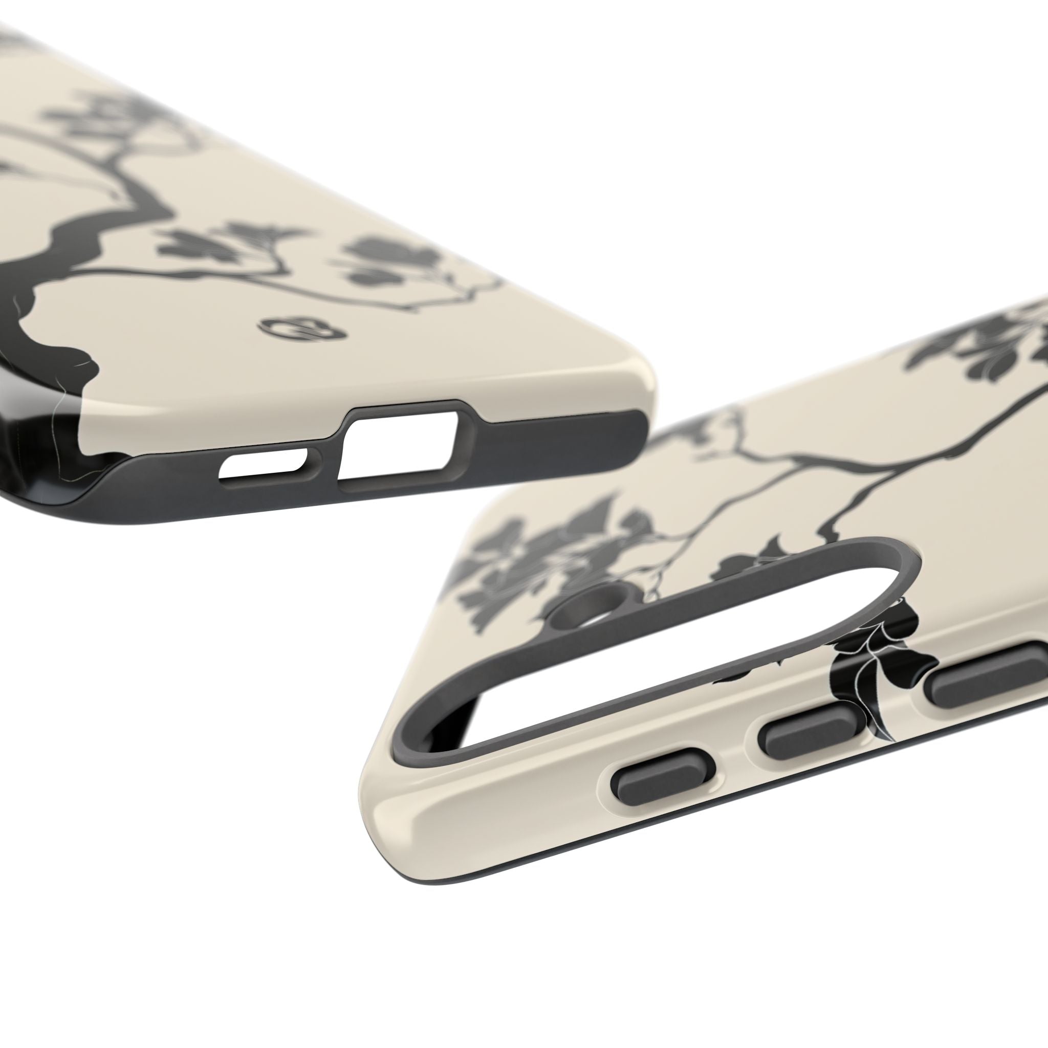 Beige Tough Phone Case for Samsung - Obsidian Bonsai Silhouette