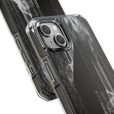 Black Impact MagSafe Phone Case for iPhone - Ghost Urban Wireframe
