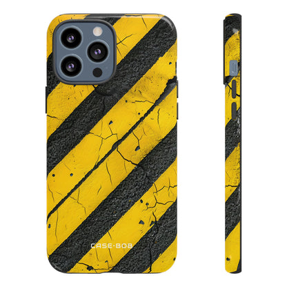 Gelb gestreifte Distress iPhone 13 Pro Max Case - Tough