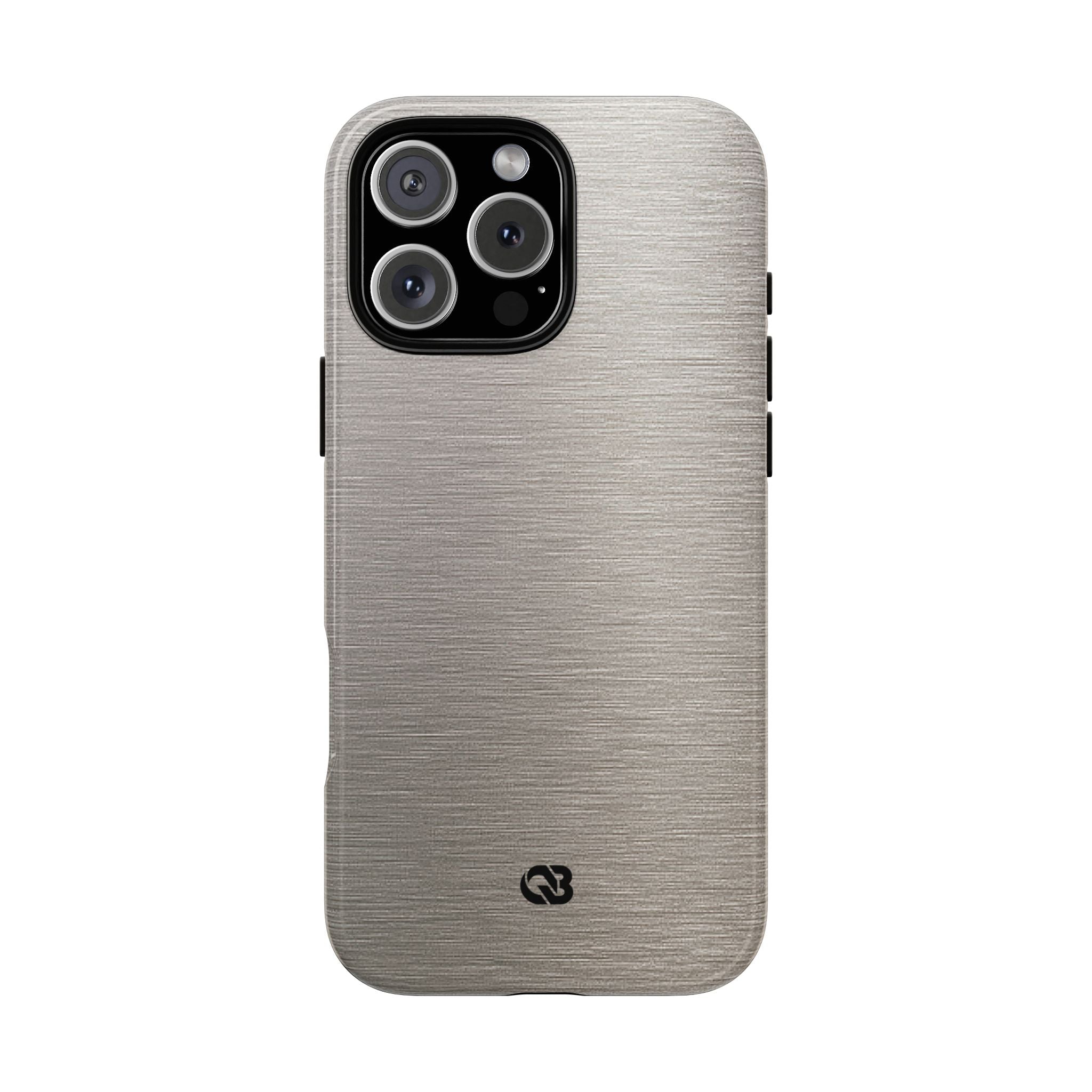 Grey Tough Phone Case for iPhone - Brushed Nickel Linen