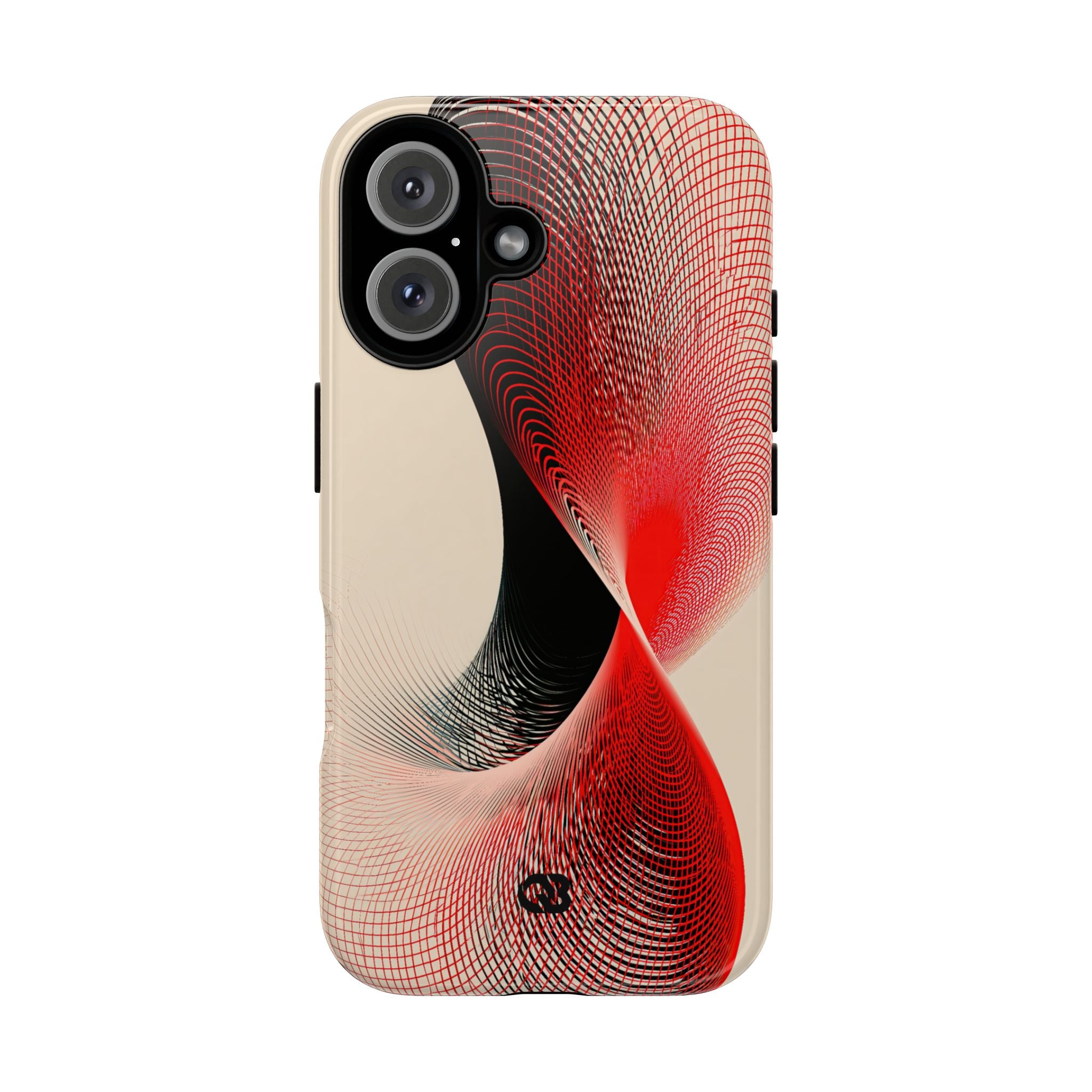 Red Tough Phone Case for iPhone - Crimson Grid Vortex