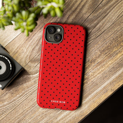 Crimson Dot Matrix iPhone 15 Plus Case - Tough