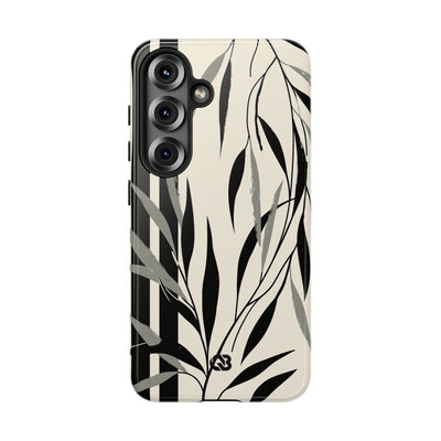 Beige Tough Phone Case for Samsung - Soot Leaf Sketch