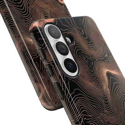 Orange Tough Phone Case for Samsung - Salmon Ridge Topo