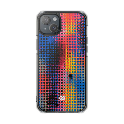Chromatic Halftone Grid · Clear Impact Magnetic Phone Case for iPhone ·  Blue