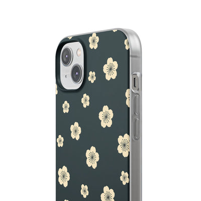 Teal Lite Phone Case for iPhone - Obsidian Cream Petals