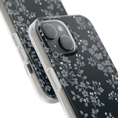 Black Lite Phone Case for iPhone - Midnight Slate Blossom