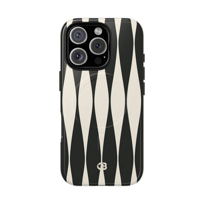 Black Tough 2.0 Magsafe Phone Case for iPhone - Ivory Spindle Grid