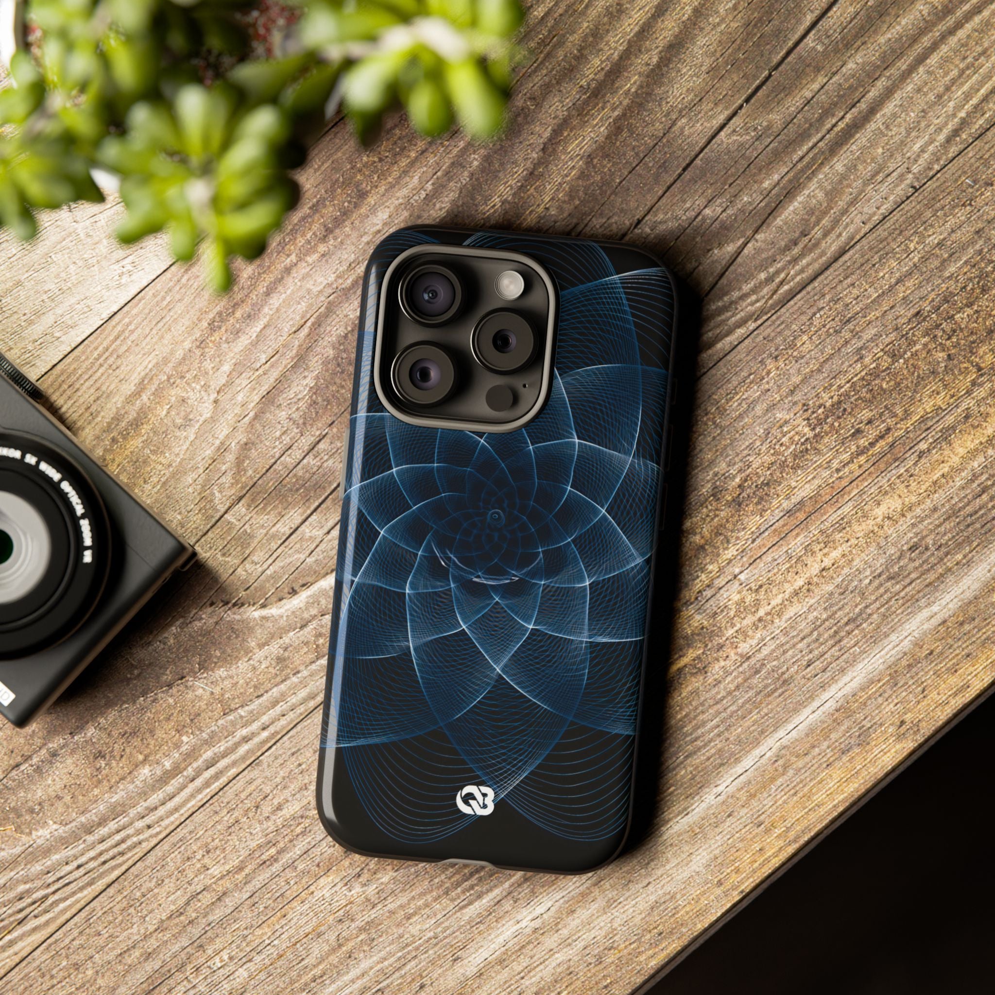 Blue Tough Phone Case for iPhone - Cobalt Geometric Bloom