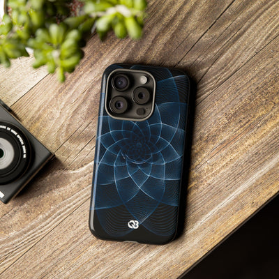 Blue Tough Phone Case for iPhone - Cobalt Geometric Bloom