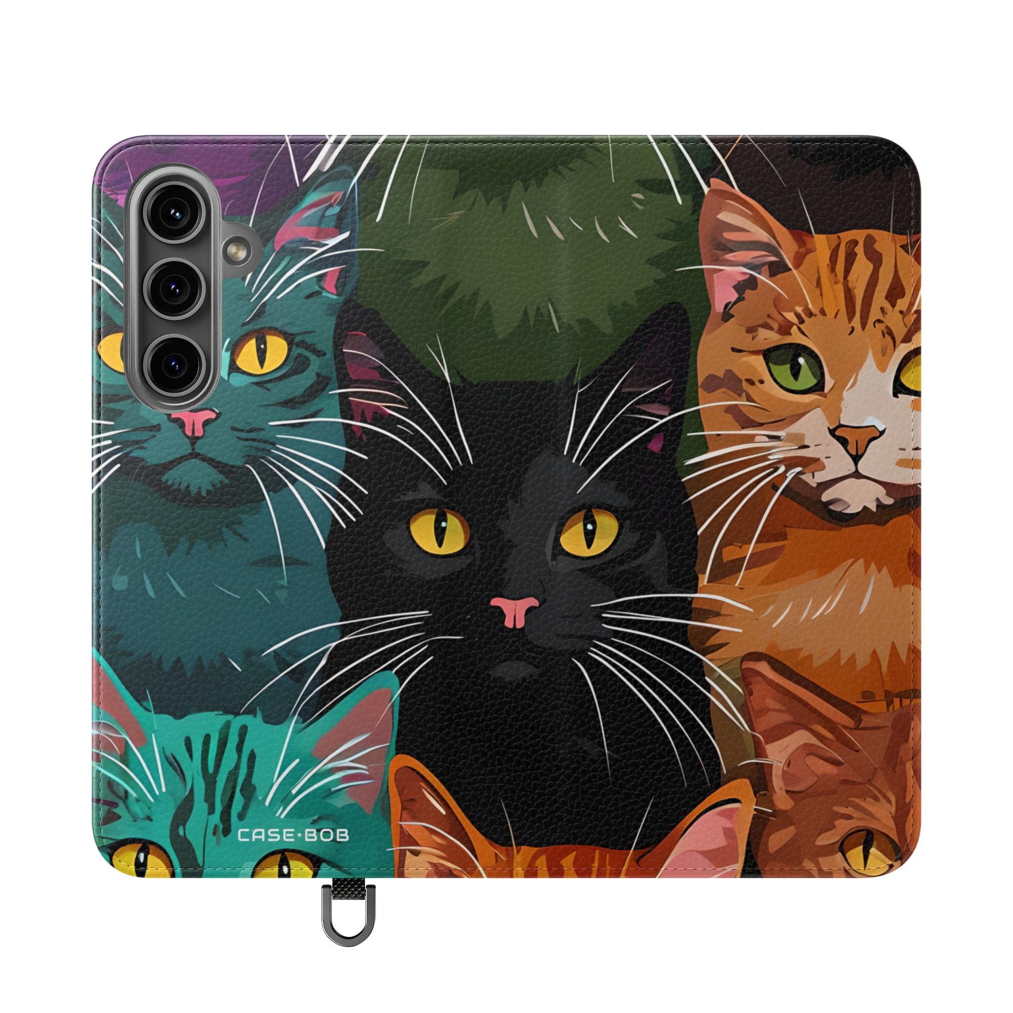 Cat Grid Neon - Samsung S24 Plus Case - Wallet
