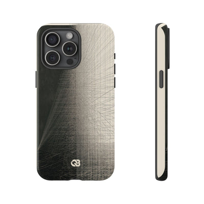 Beige Tough Phone Case for iPhone - Brutalist Graphite Grid