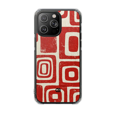 Vermilion Block Motif · Clear Impact Magnetic Phone Case for iPhone · Red