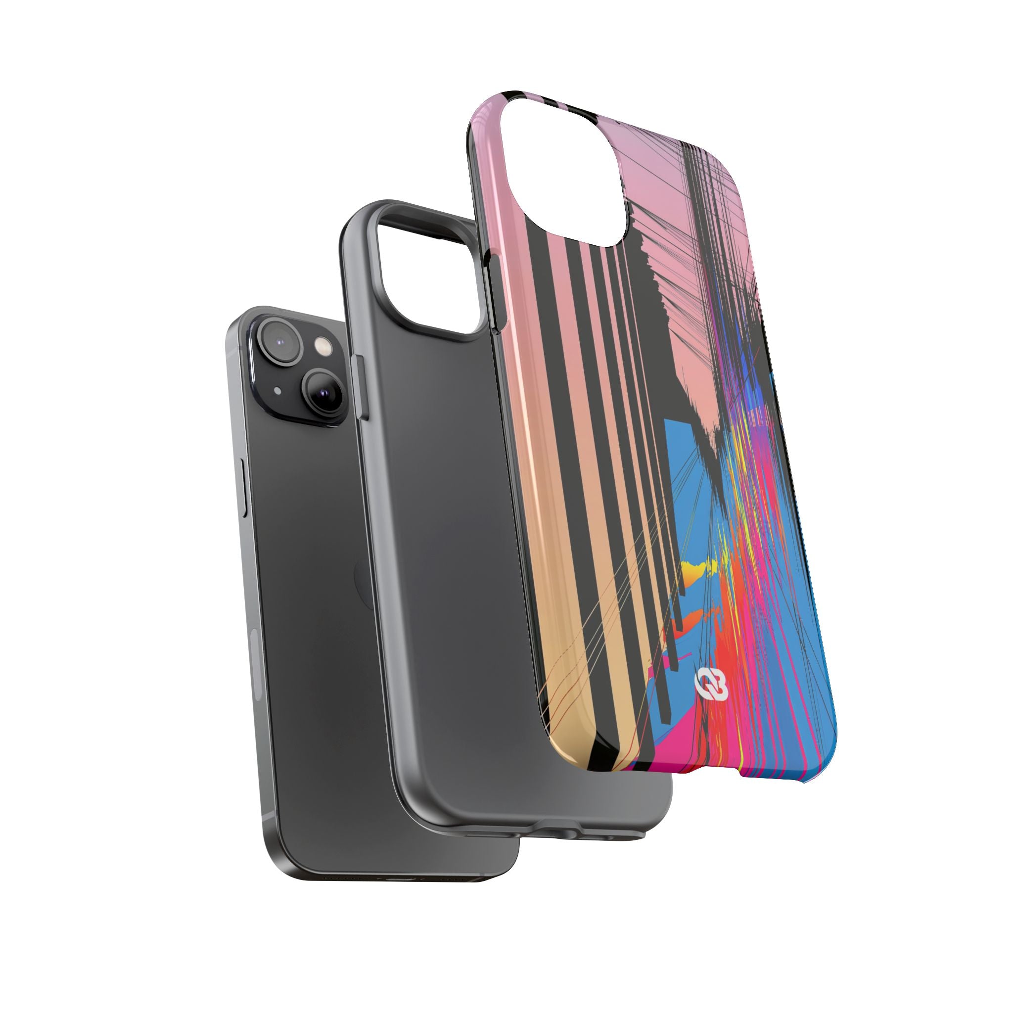 Blue Tough Phone Case for iPhone - Fractured Data Skyline