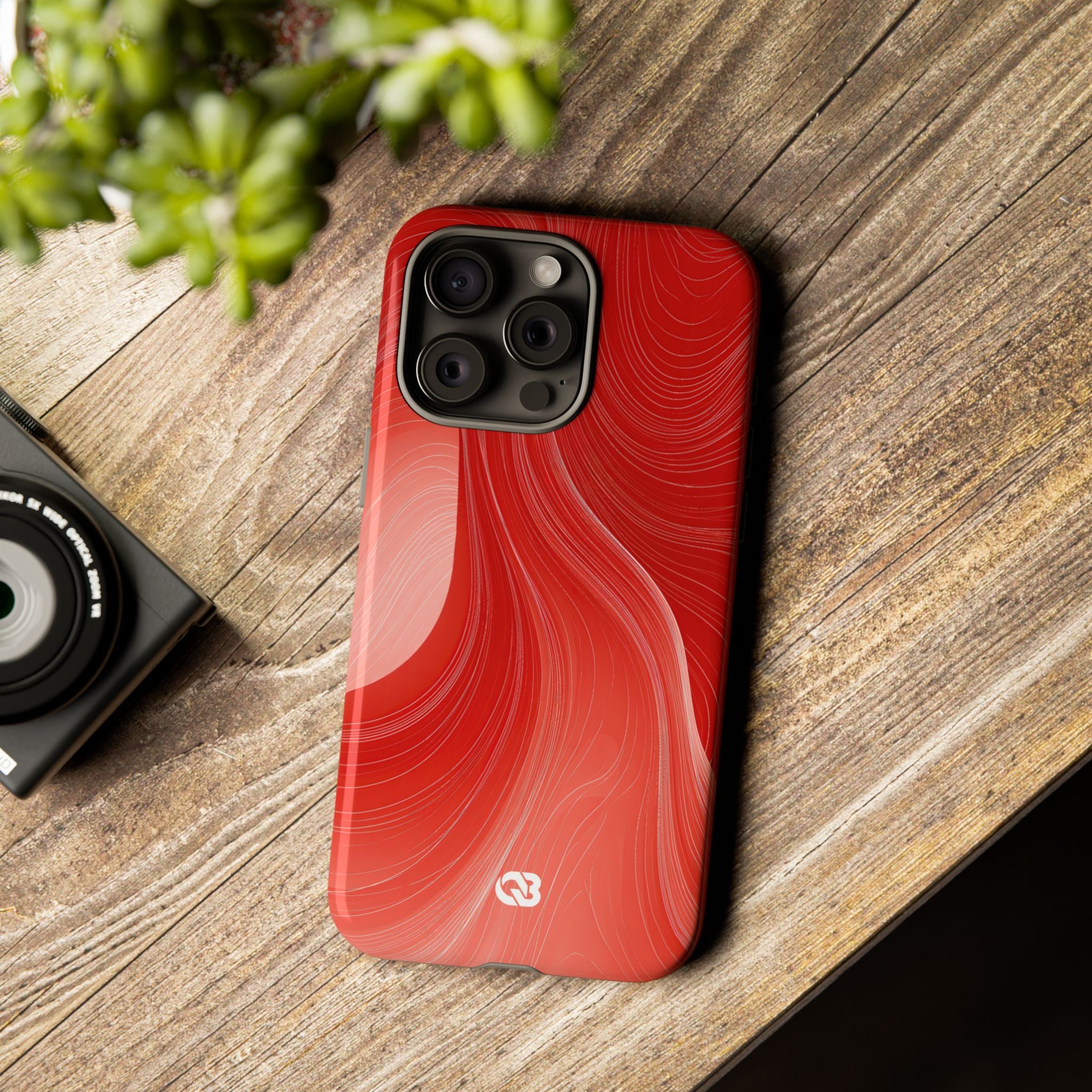 Red Tough Phone Case for iPhone - Crimson Silk Strands
