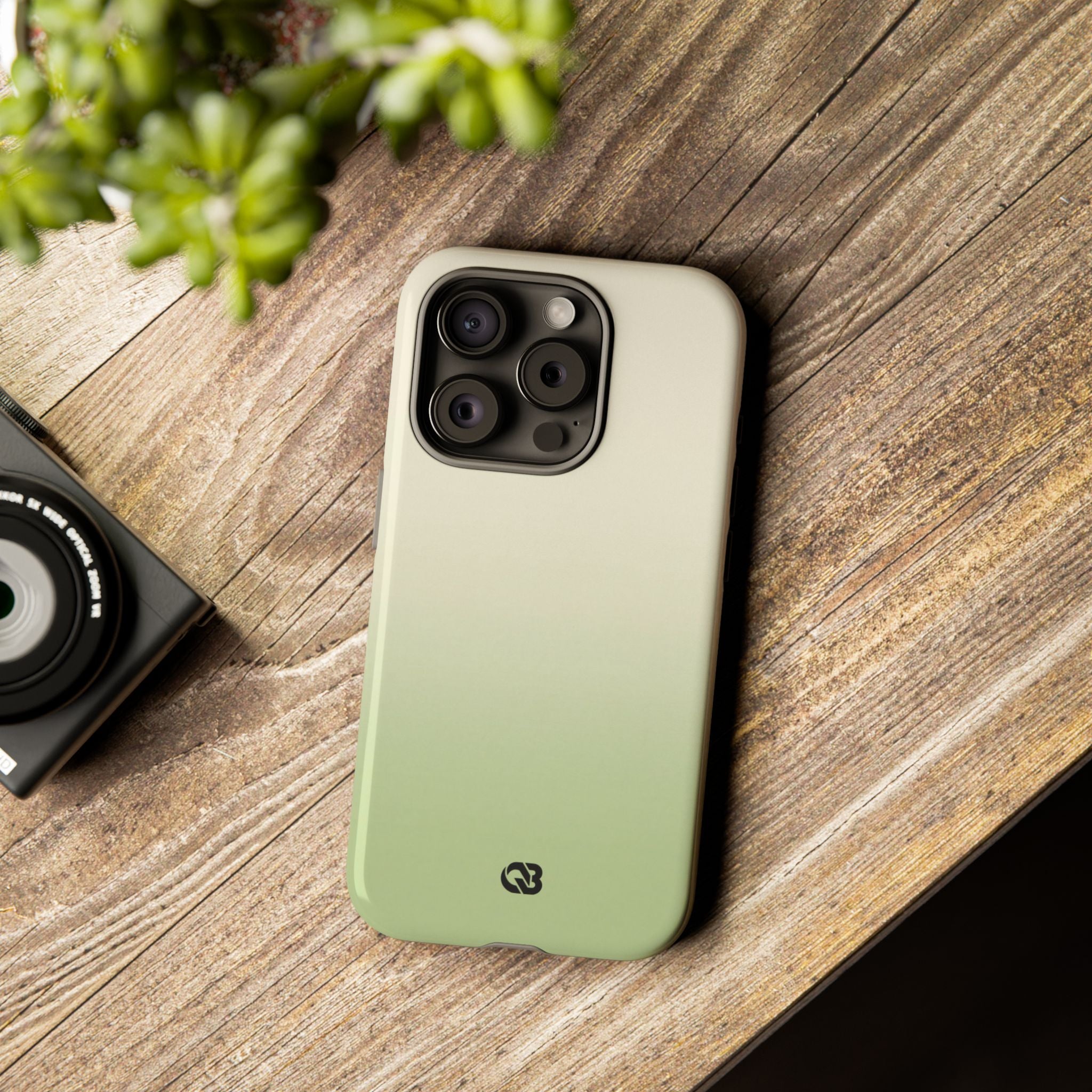 Green Tough Phone Case for iPhone - Bone Sage Fade