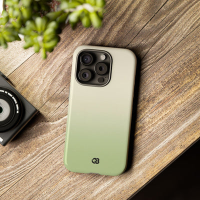 Green Tough Phone Case for iPhone - Bone Sage Fade
