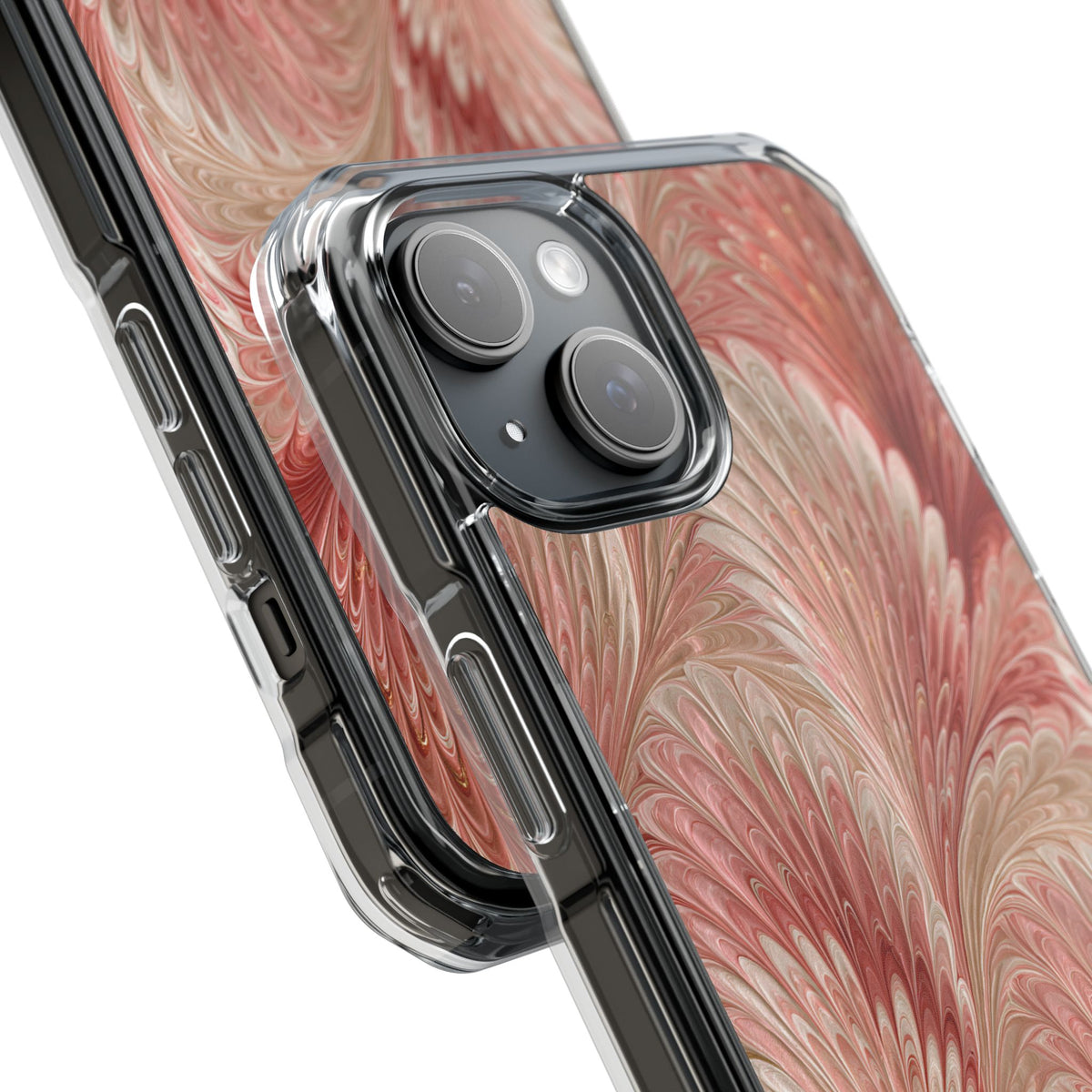 Blush Petal Plume · Clear Impact Magnetic Phone Case for iPhone · Pink