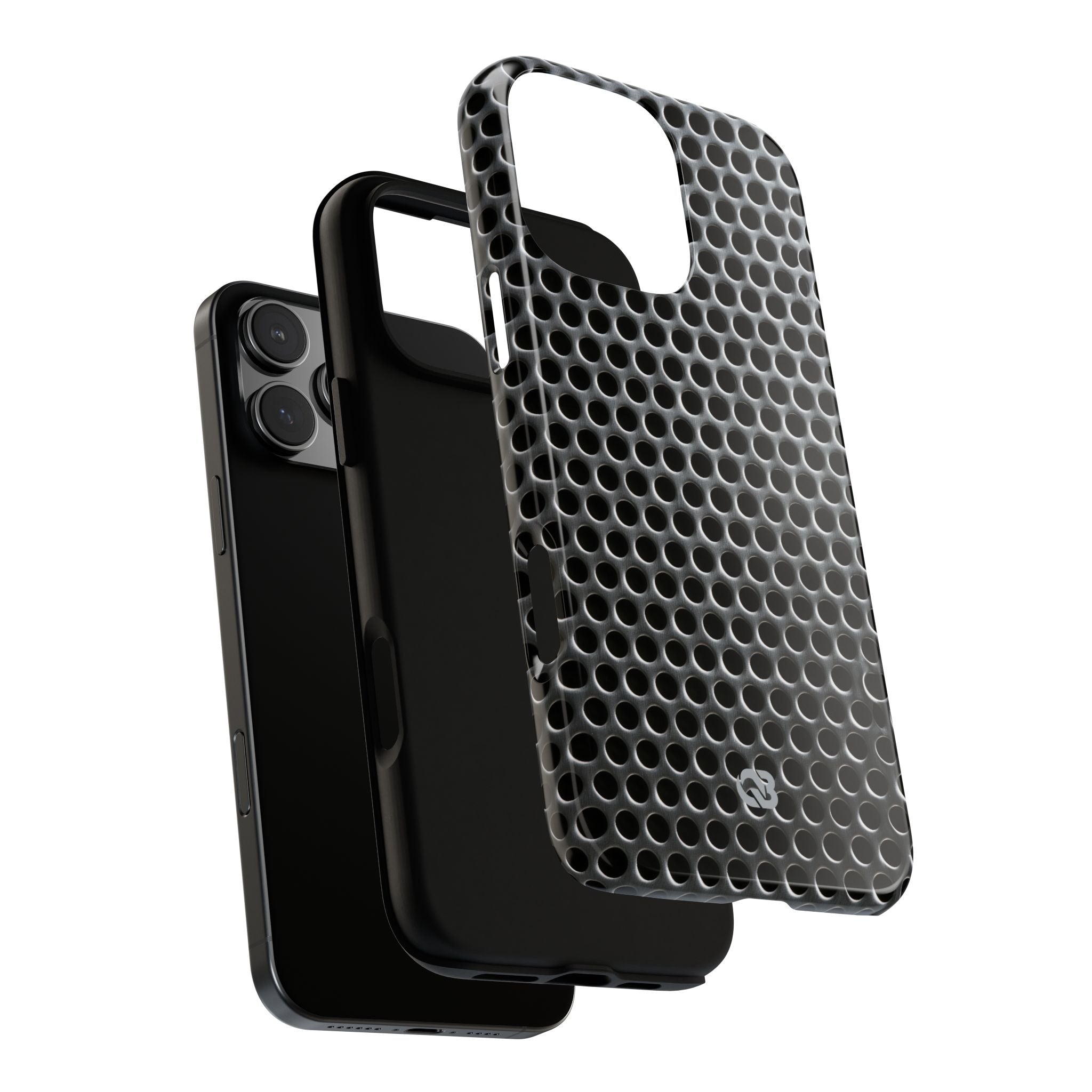 Silver Tough Phone Case for iPhone - Brutalist Steel Mesh