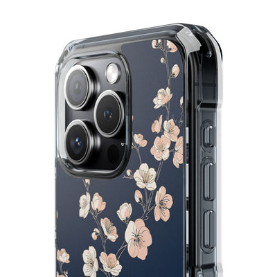 Blue Impact MagSafe Phone Case for iPhone - Midnight Peach Sakura