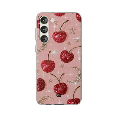 Bedazzled Ruby Cherries · Lite Phone Case for Samsung · Pink