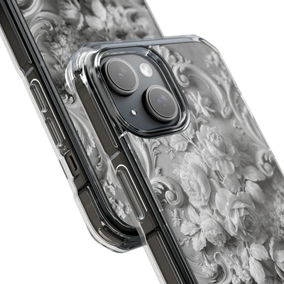 Rococo Marble Rose · Clear Impact Magnetic Phone Case for iPhone · White