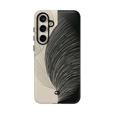 Beige Tough Phone Case for Samsung - Obsidian Cream Plume