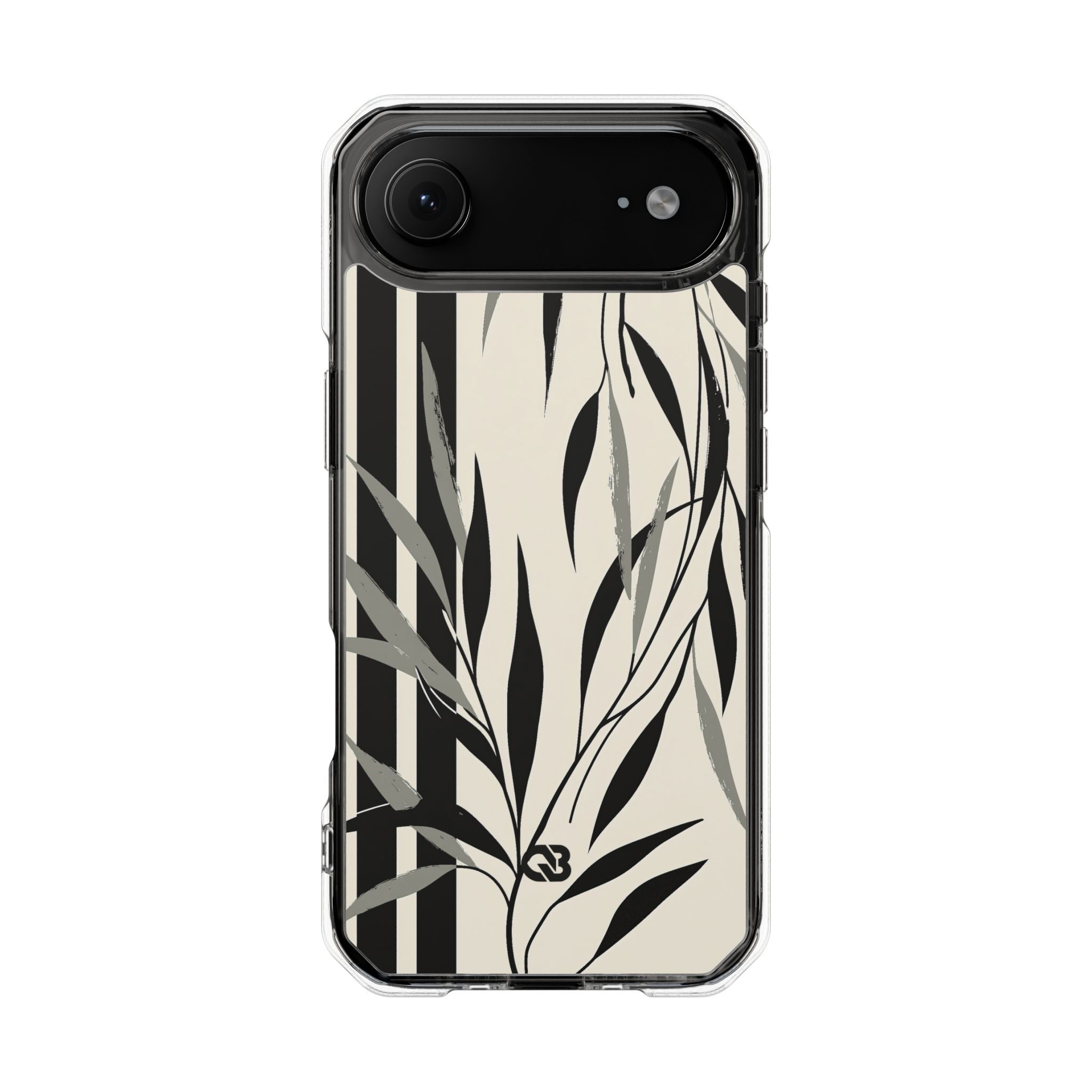 Beige Impact MagSafe Phone Case for iPhone - Soot Leaf Sketch