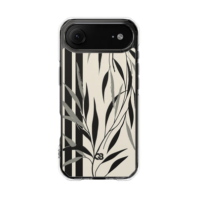 Beige Impact MagSafe Phone Case for iPhone - Soot Leaf Sketch