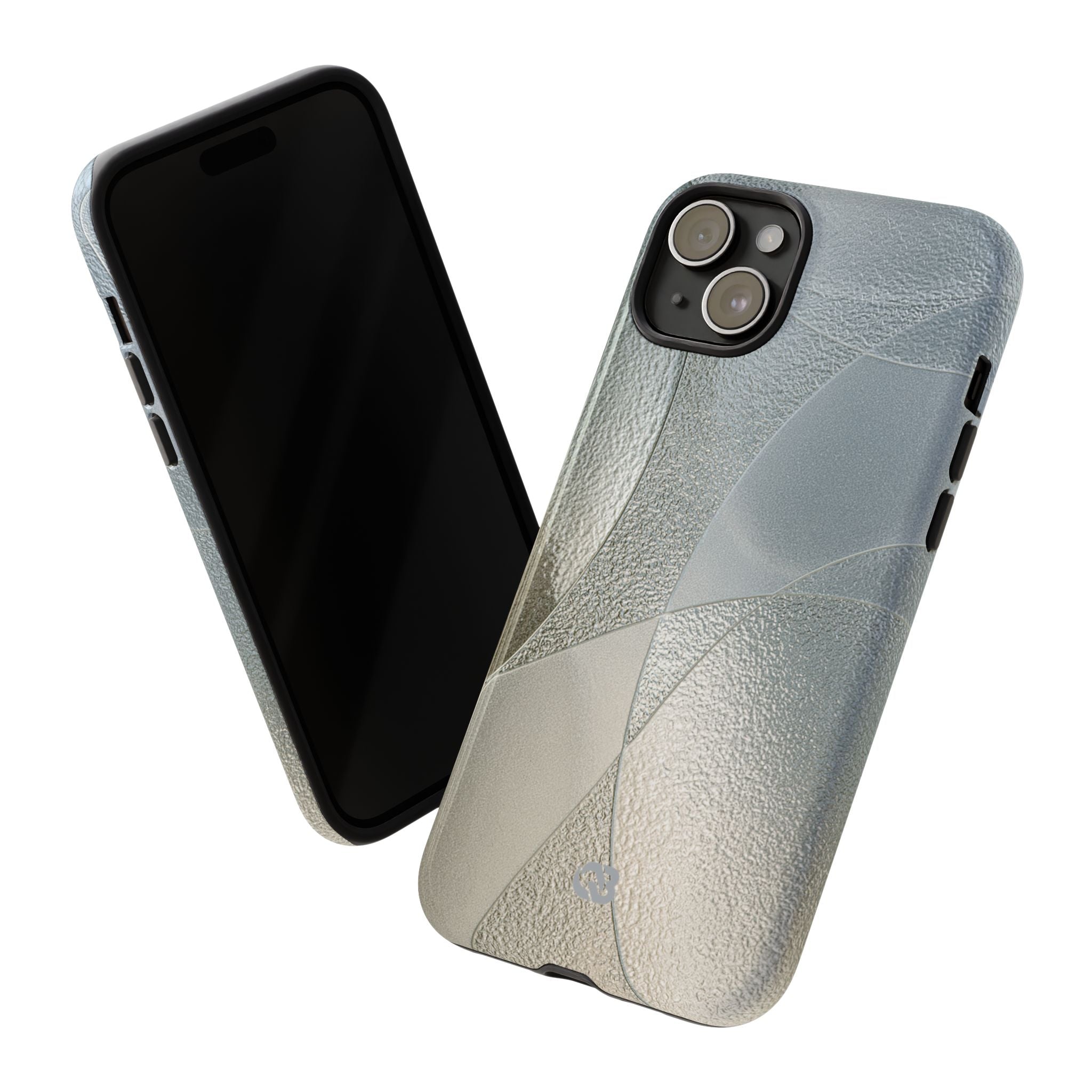 Silver Tough Phone Case for iPhone - Frosted Silver Mosaic