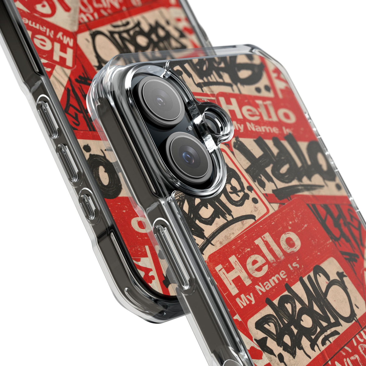 Slap Tag Collage · Clear Impact Magnetic Phone Case for iPhone · Red
