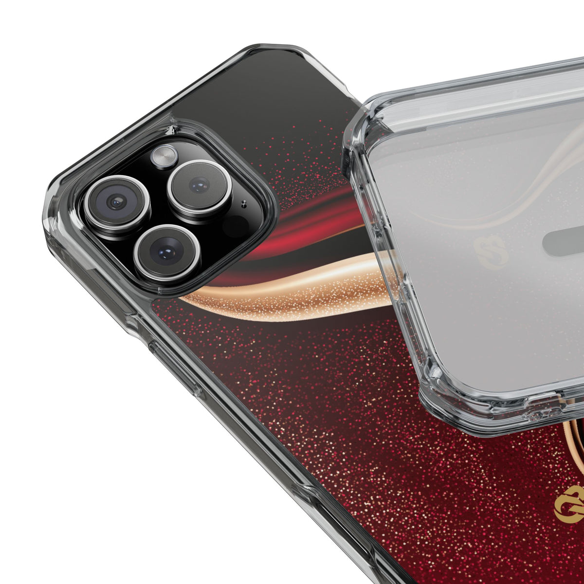Gilded Crimson Flow · Clear Impact Magnetic Phone Case for iPhone · Red