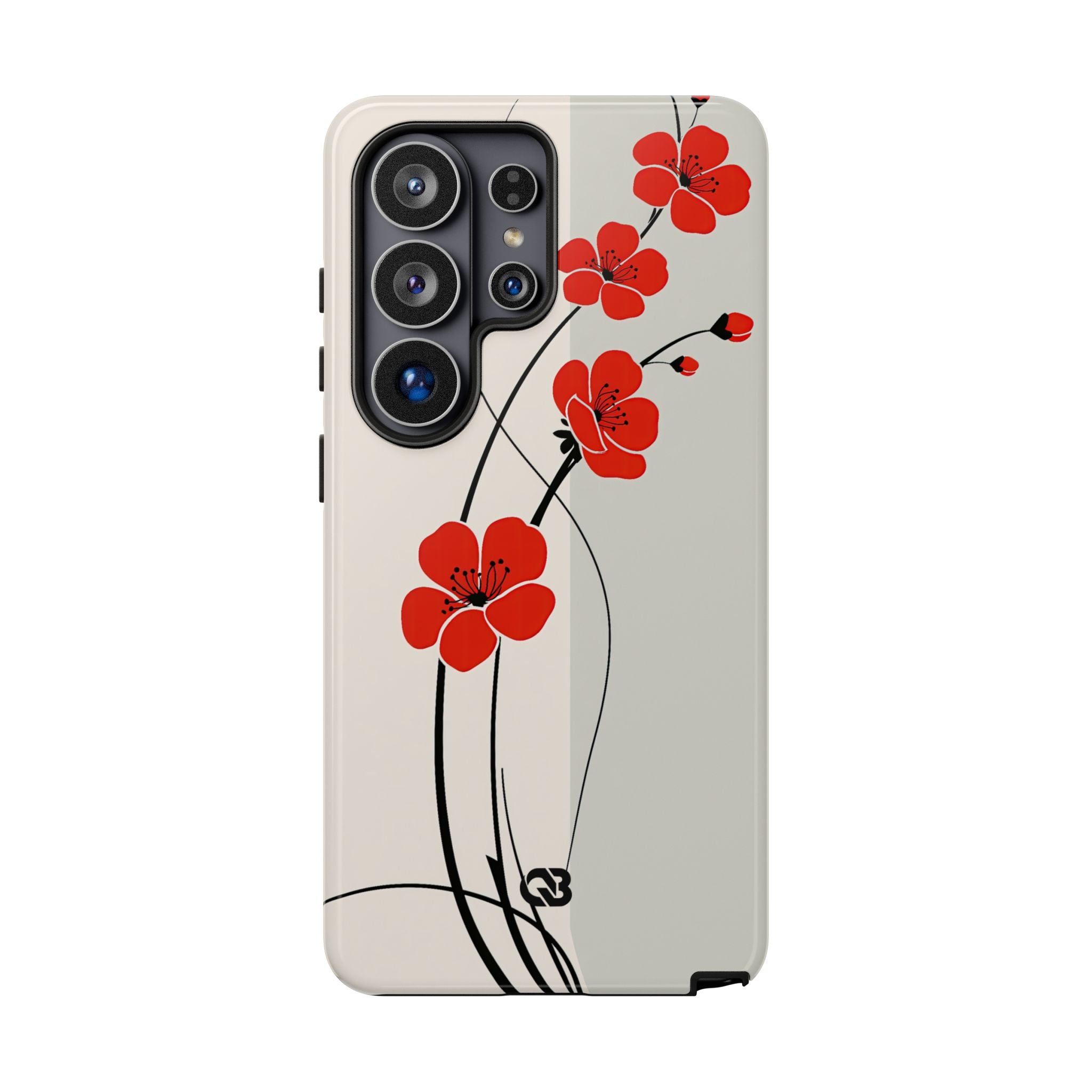 Red Tough Phone Case for Samsung - Crimson Plum Ink