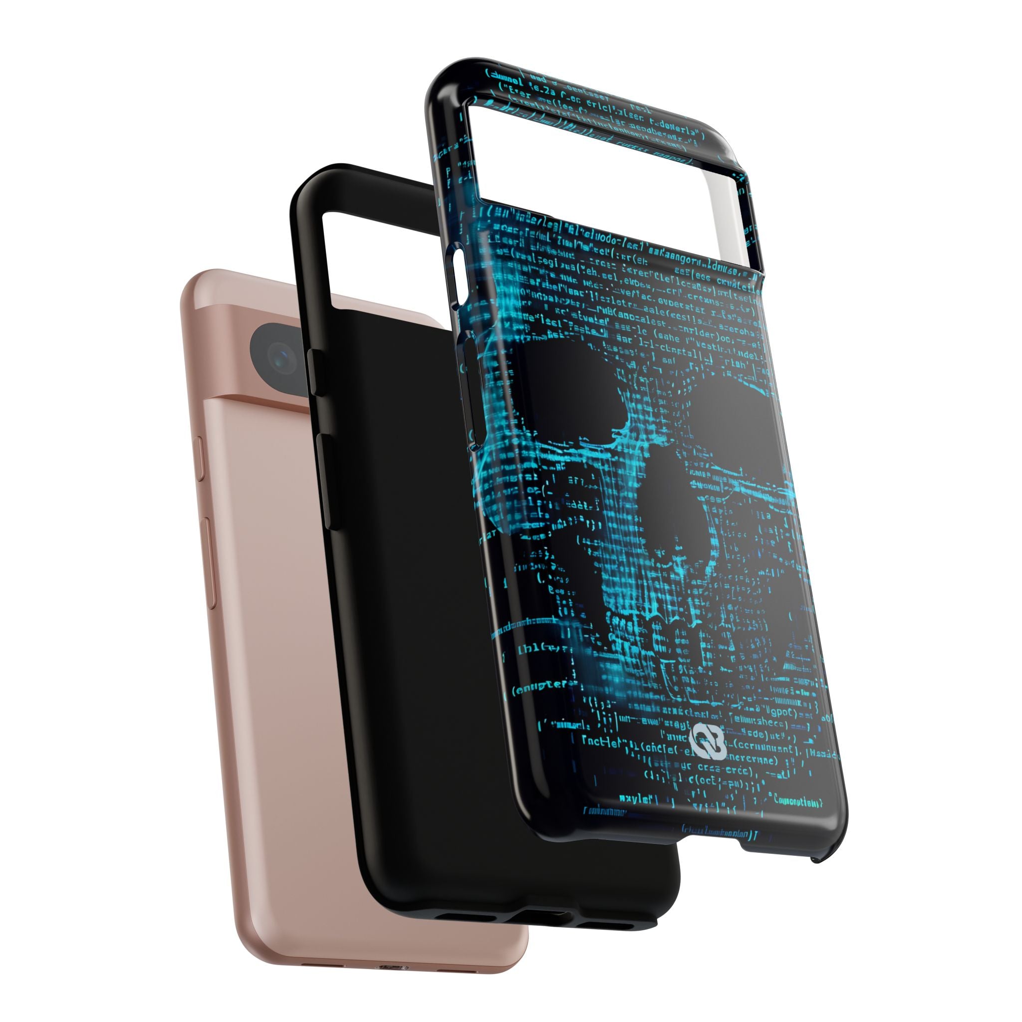 Cyan Glitch Skull · Tough Phone Case for Google Pixel