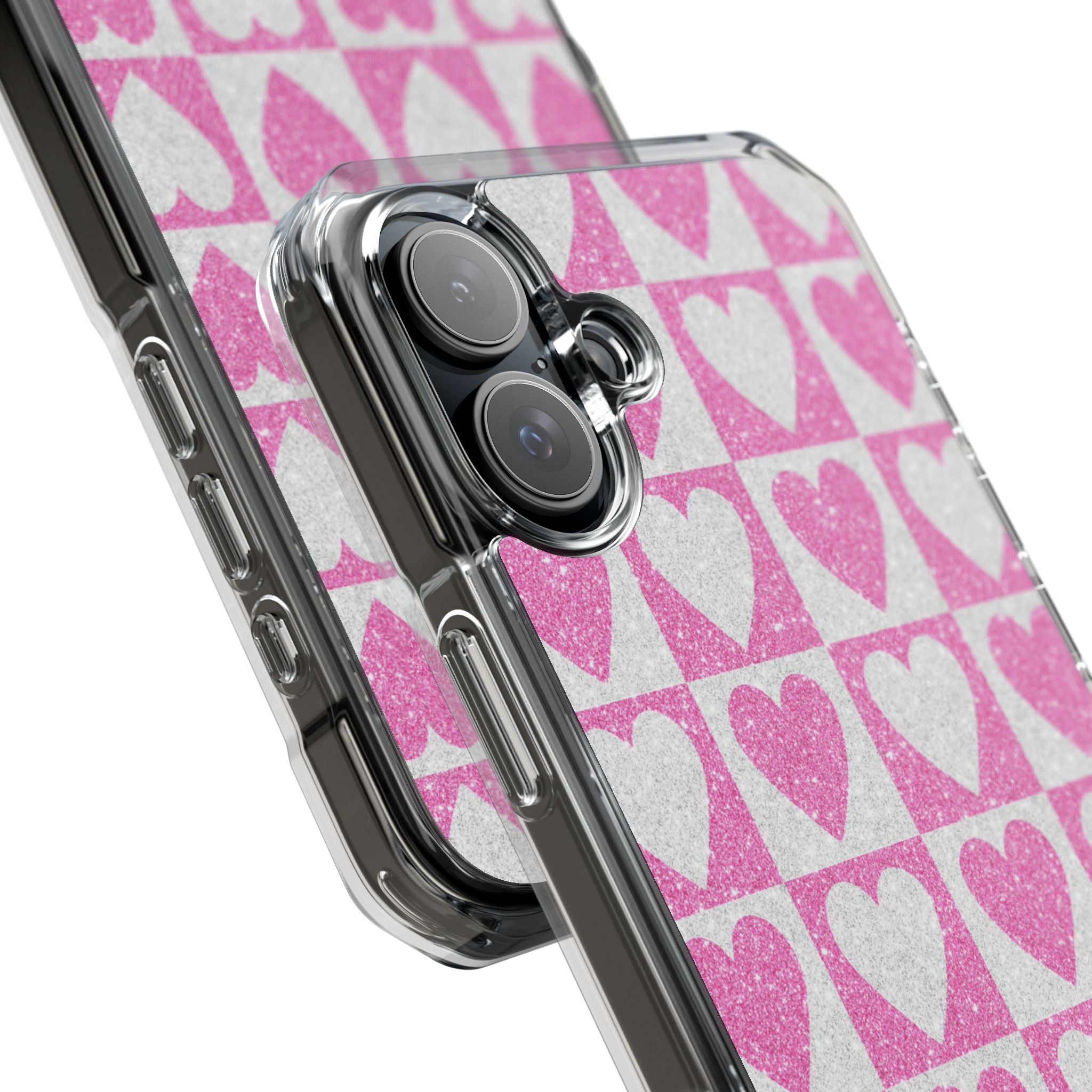 Glitter Heart Grid iPhone 16 Plus Case - Impact